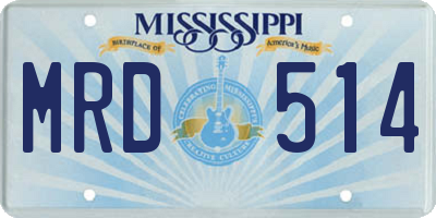 MS license plate MRD514