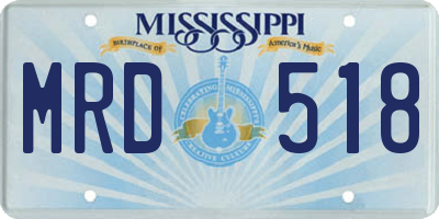 MS license plate MRD518