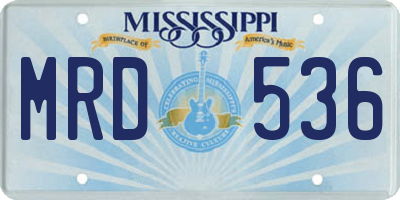 MS license plate MRD536