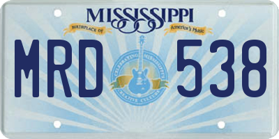 MS license plate MRD538