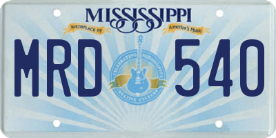 MS license plate MRD540
