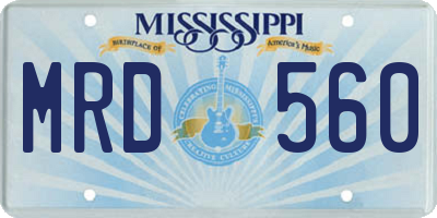 MS license plate MRD560