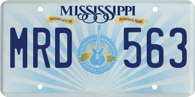 MS license plate MRD563