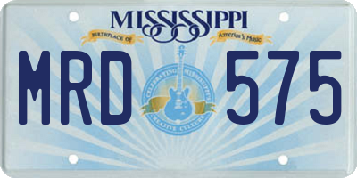 MS license plate MRD575