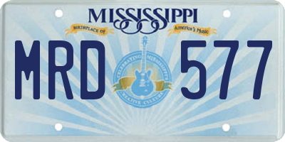 MS license plate MRD577