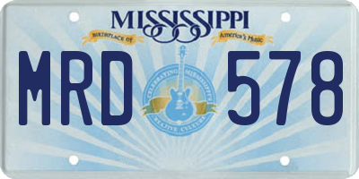 MS license plate MRD578