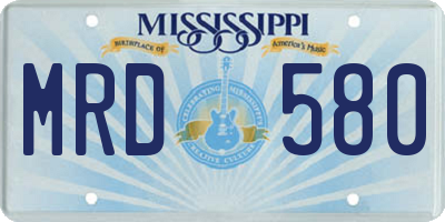 MS license plate MRD580
