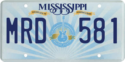 MS license plate MRD581