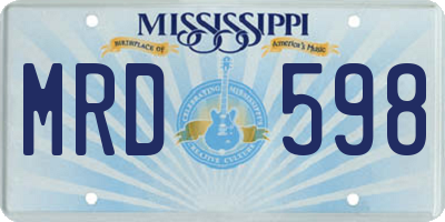 MS license plate MRD598