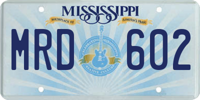 MS license plate MRD602