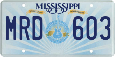 MS license plate MRD603