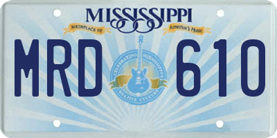 MS license plate MRD610