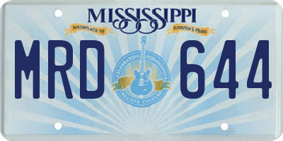 MS license plate MRD644