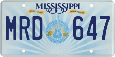 MS license plate MRD647