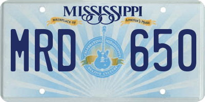 MS license plate MRD650