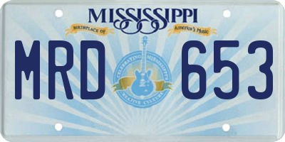 MS license plate MRD653