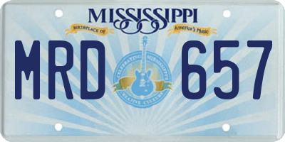 MS license plate MRD657