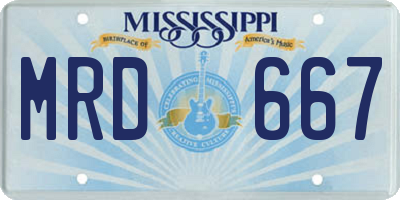 MS license plate MRD667