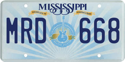 MS license plate MRD668