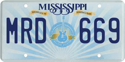MS license plate MRD669
