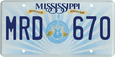 MS license plate MRD670