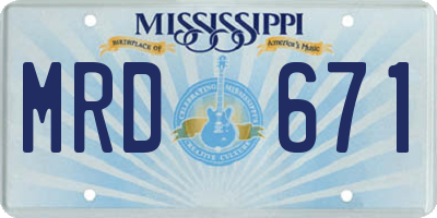 MS license plate MRD671