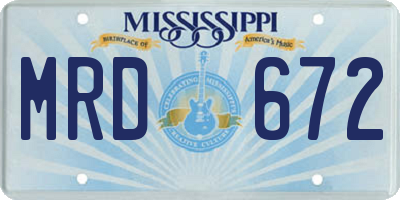 MS license plate MRD672