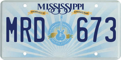 MS license plate MRD673