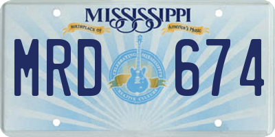 MS license plate MRD674