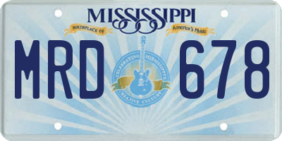MS license plate MRD678