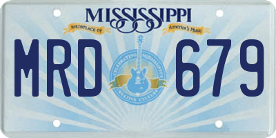 MS license plate MRD679