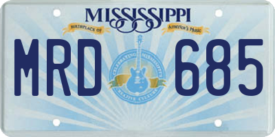 MS license plate MRD685