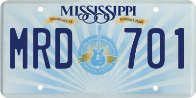 MS license plate MRD701