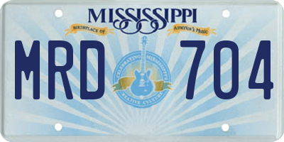 MS license plate MRD704