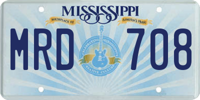 MS license plate MRD708