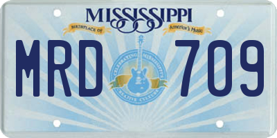 MS license plate MRD709