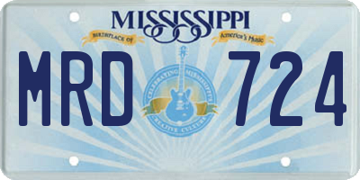 MS license plate MRD724