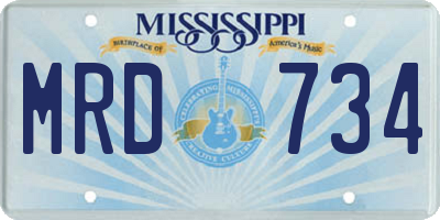 MS license plate MRD734