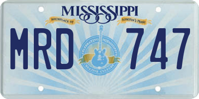 MS license plate MRD747
