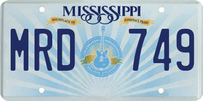 MS license plate MRD749