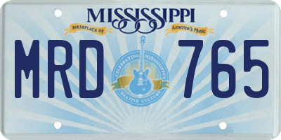 MS license plate MRD765