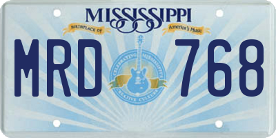 MS license plate MRD768