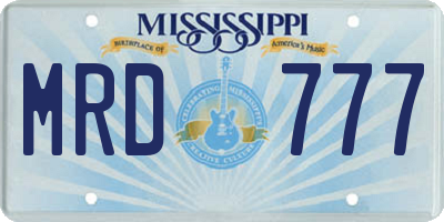 MS license plate MRD777