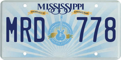 MS license plate MRD778
