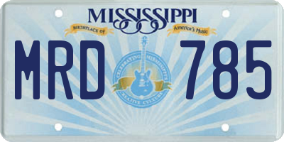 MS license plate MRD785