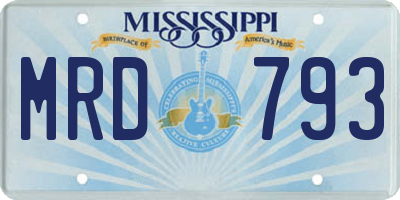 MS license plate MRD793