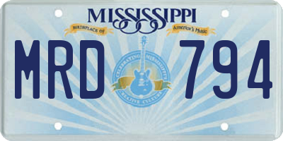 MS license plate MRD794