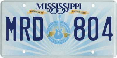 MS license plate MRD804