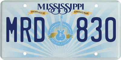 MS license plate MRD830