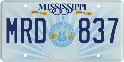 MS license plate MRD837